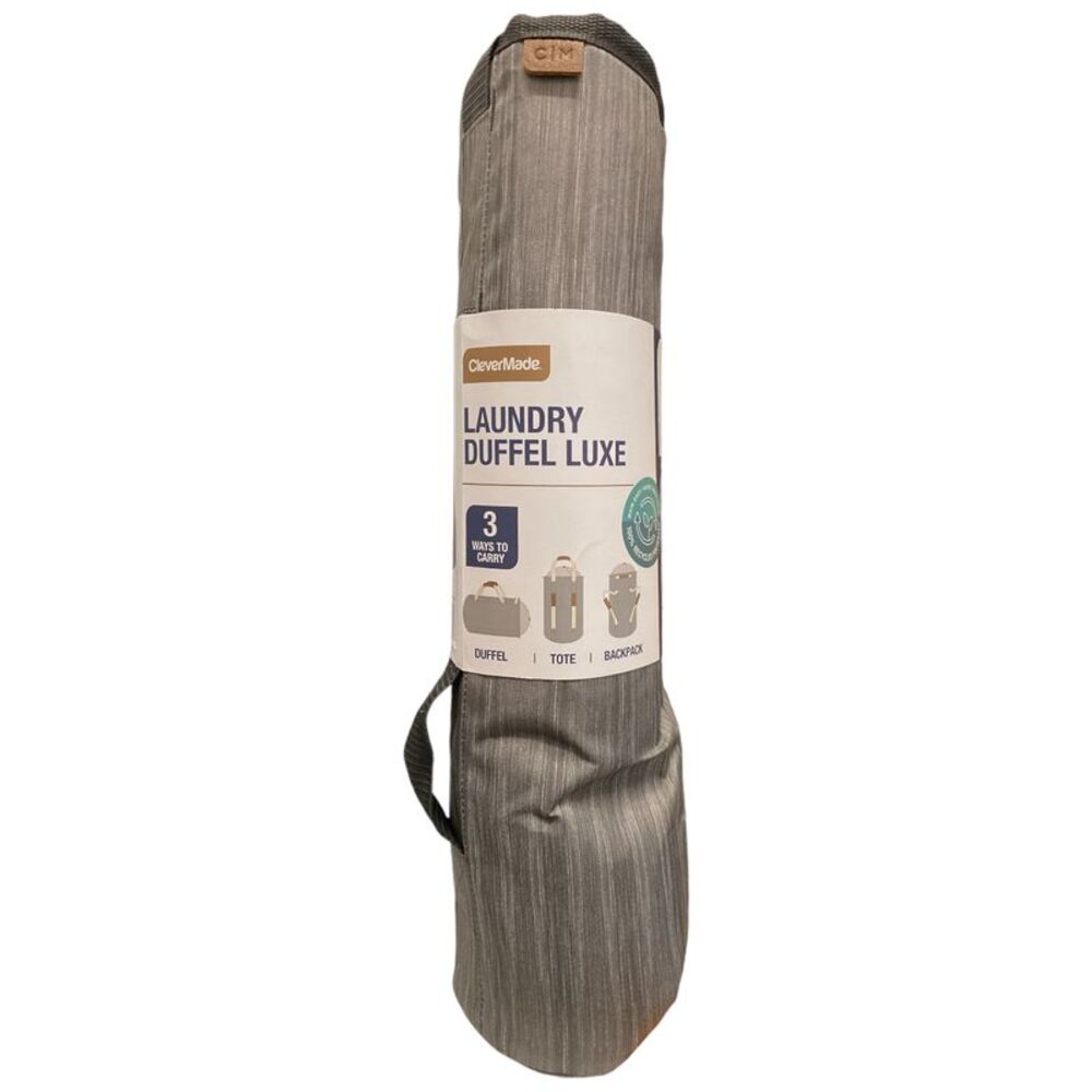 CleverMade Heavy Duty Foldaway Cinch Top Laundry Duffel Backpack - Grey